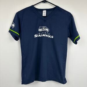 Franklin Youth Seattle Seahawks NFL Football Logo Mesh Navy Blue Jersey Medium
